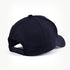 Black 5 Panel Cap, showing adjustable plastic snap closure at the back